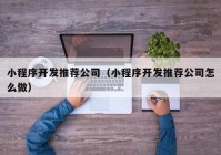 小程序开发推荐公司（小程序开发推荐公司怎么做）